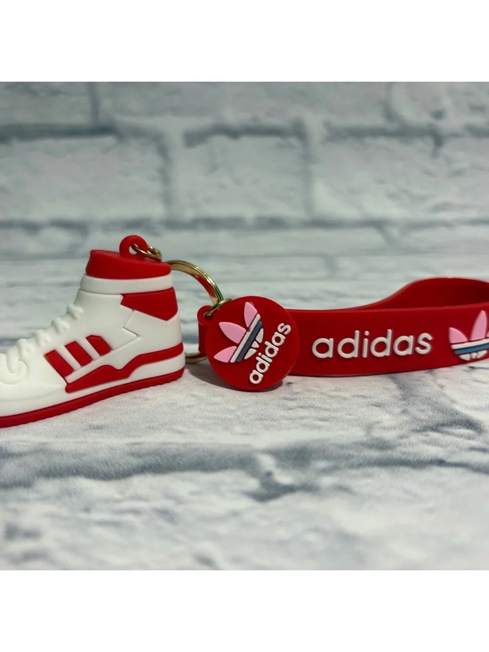 NWOT Adidas red/white sneaker PVC keychain